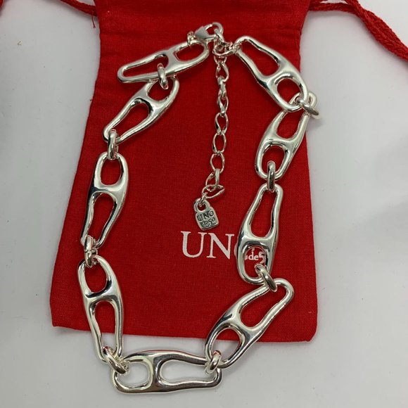 UNO de 50 Necklace BE CONNECTED NECKLACE silver-plated metal large organic link - Picture 4 of 5